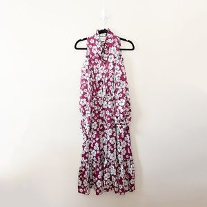 Alexis Audrina Cold Shoulder Satin Floral Midi Dress